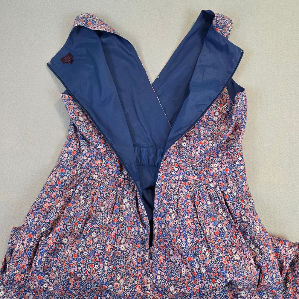 J.Crew Liberty London Fabric Floral V-Neck Midi Dress Pockets  K7809 Womens 14 - Picture 6 of 13